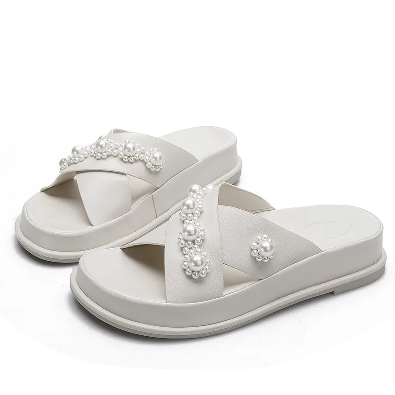 

Prowow Fashion Ladies Platform Slippers 2021 Autumn Latest Design Metal Chains Outside Weightless Women Causal Non-Slip Slipper