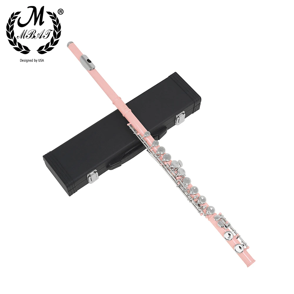 M мбат 16 отверстий флейта закрытое Отверстие C тон розового цвета серебряного