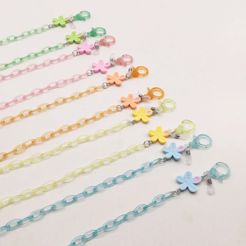 

Cute Cartoon Flower Pendant Long Necklace Face Mask Anti-lost Strap Holder Acrylic Chain Necklace Candy Color Eyeglass Chain