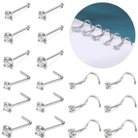 aoedej zriconia nose studs women stainless steel nose stud piercing jewelry 20g heart star crystal nostril piercing ring jewelry