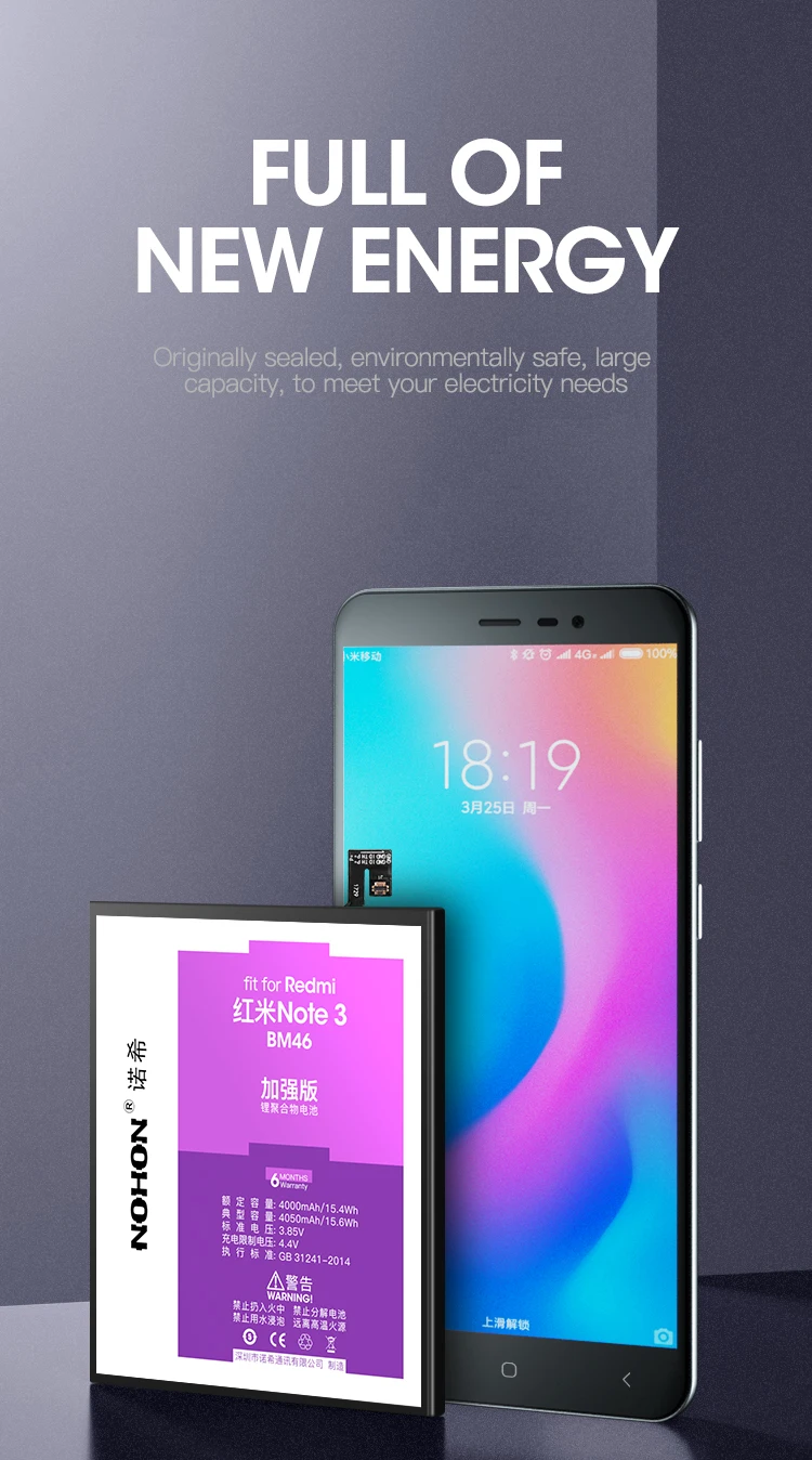 NOHON BM46 BM45 BN41 BM22 BM35 Батарея для Xiaomi mi 4C 5 Red mi обратите внимание на возраст 2, 3, 4, 4X Замена литий-полимерный аккумулятор