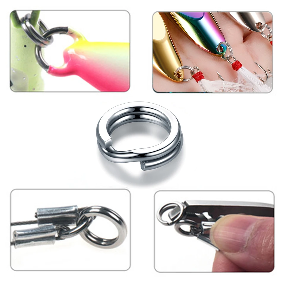 100pcs Fishing Split Rings 3.7-14MM Crank Hard Bait Snap Silver Stainless Steel Double Loop Open Carp Lure Pesca | Спорт и