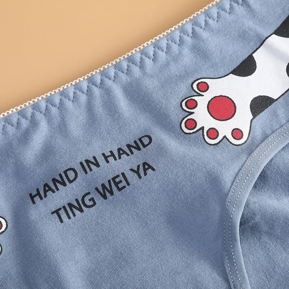 

AIJOLEN Blue and White Striped Cotton Underpants Cat Paws Cute Girly Panties Cotton Print Comfortable and Soft Ladies Briefs