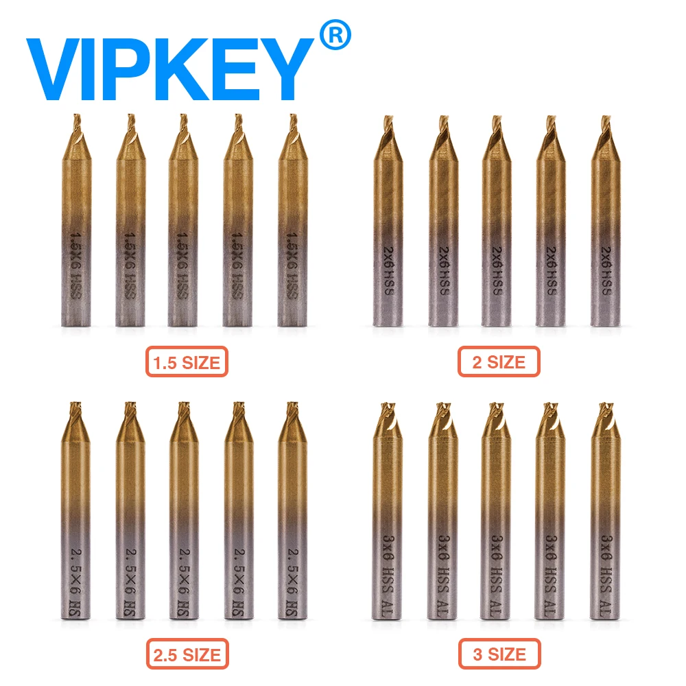 

VIPKEY HSS-TiN концевые фрезы 1.5 2.0 2.5 3.0 мм
