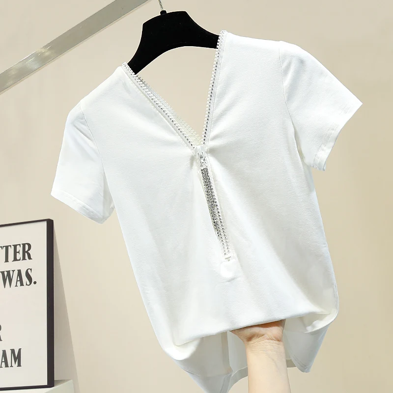 Женская футболка с двойным v-образным вырезом на молнии новая мода 2020 облегающий