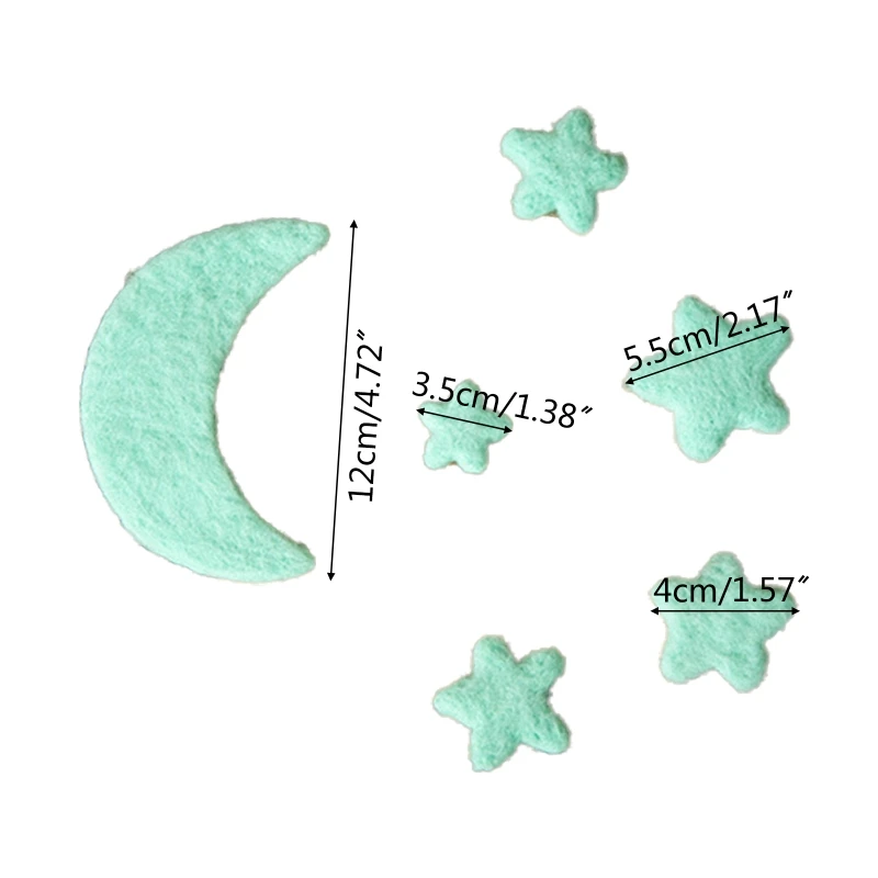 Accesorios de fotograf&iacute;a para beb&eacute; reci&eacute;n nacido, Mini Luna y estrellas de fieltro de lana, accesorios de decoraci&oacute;n para sesi&oacute;n de fotos infantil-5