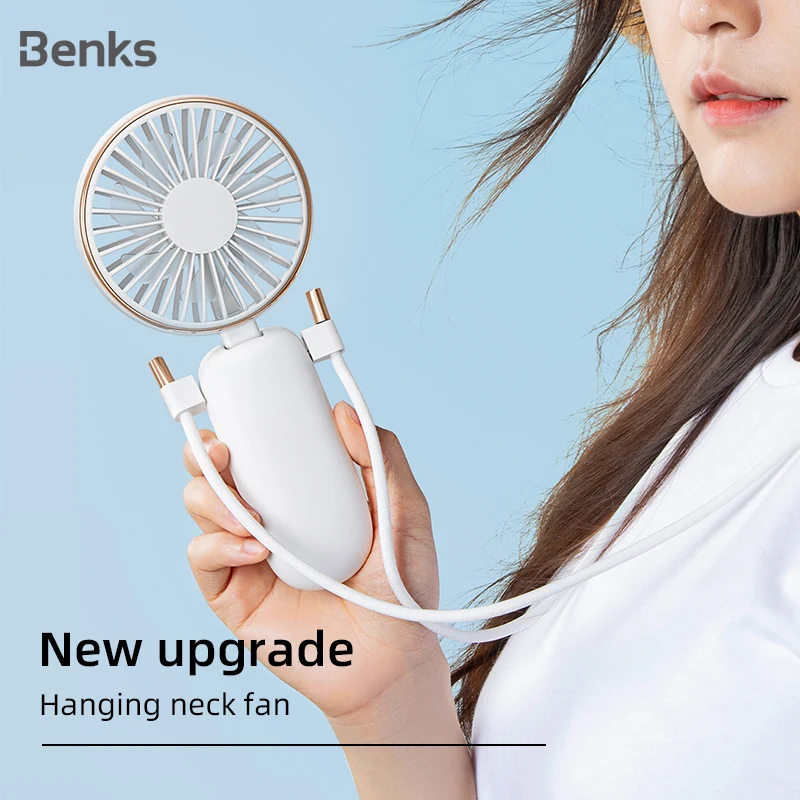 

Benks F16 Mini USB Fans Mobile Handheld Fan Hanging Neck Lazy Outdoor Fan Air Cooler Rechargeable Foldable Desktop Office Fans