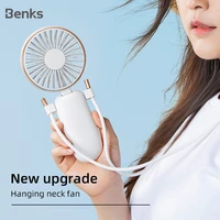 benks f16 mini usb fans mobile handheld fan hanging neck lazy outdoor fan air cooler rechargeable foldable desktop office fans