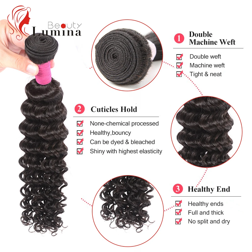 Длинные глубокая волна пряди перуанских Волосы Remy 100% человеческих волос воды