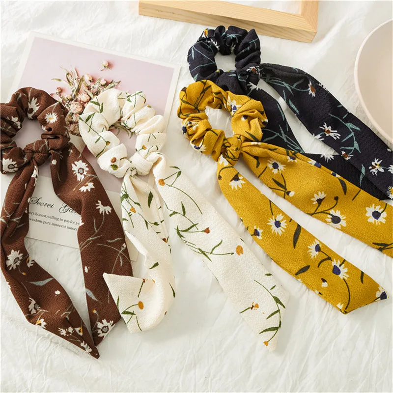 

1PC Fashion Chiffon Streamers Ponytail Tassel Hair Ring Ribbon Elastic Hair Rope for Women Hair Bow Ties Scrunchies Hairbands