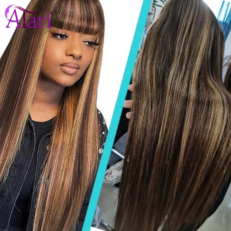 

Straight Human Hair Wigs with Bangs Cheap Virgin Human Hair Wigs Highlight 99J Burgundy Wigs for Black Women Malaysian Full Wig