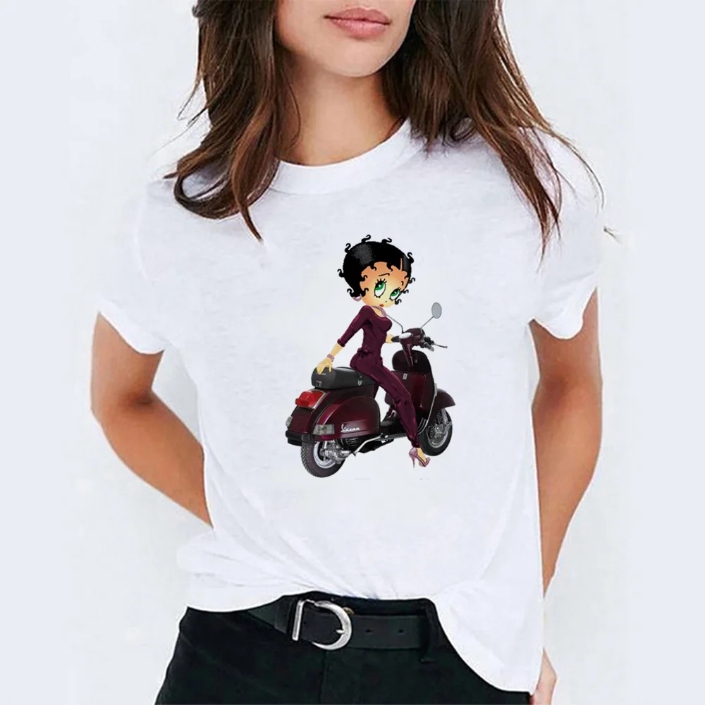 Футболка с рисунком Betty Boop, модная Корейская одежда для пар, хлопковый топ с короткими рукавами и принтом ангела, женская футболка 90s