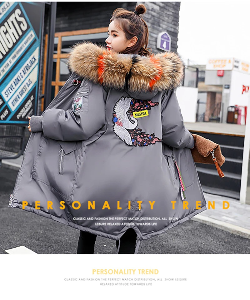 Gray fur collar Зимние пальто для беременных женщин, женская зимняя куртка, пальто, толстая хлопковая теплая куртка, женская верхняя одежда, одежда для беременных - Цвет: Gray fur collar