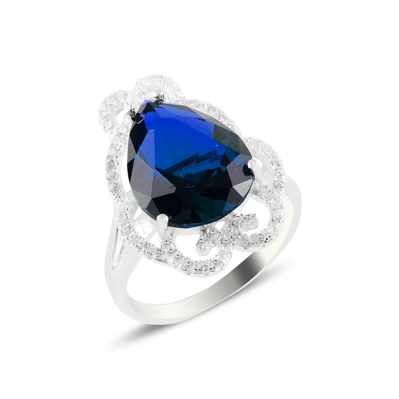 

Silverlina Silver Sapphire Zircon Engagement Ring