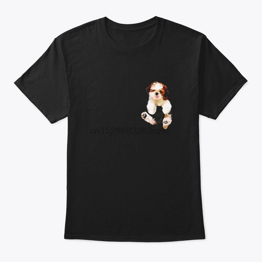 Men T Shirt Shih Tzu In Pocket Dog Gift Women T-Shirt | Мужская одежда