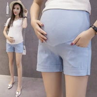 maternity summer shorts high waist pants for pregnancy pregnant elastic waist shorts with pocket maternity casual short pants