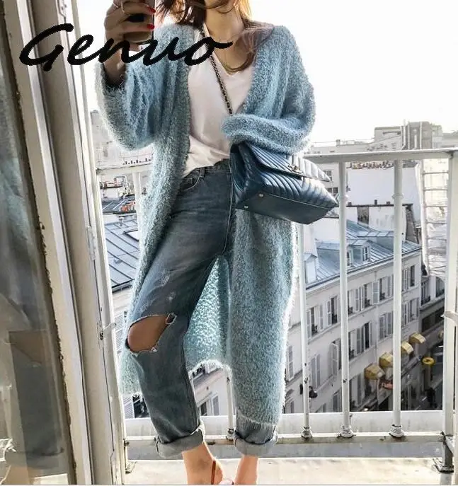 

Женский вязаный кардиган с карманами, осень 2019