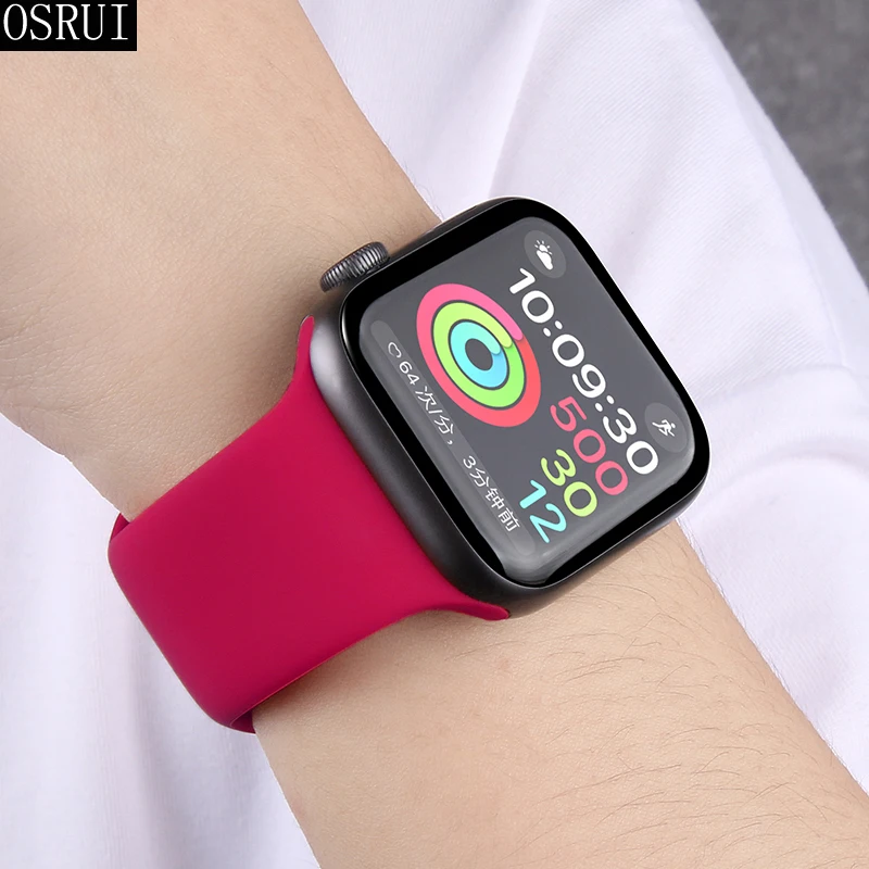 Спортивный силиконовый ремешок для Apple watch 44 мм 40 correa 42 38 iwatch series 5 4 3 браслет
