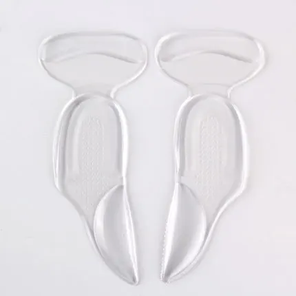Leyou T Shape Shoe Cushion Silicon Heel Grips Pads Gel Arch Support Insoles for Flat Foot Half Insole Self-adhesive Insert Pad - Цвет: Transparent