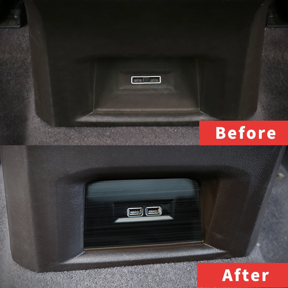 Для Volkswagen VW Atlas- автомобильный Стайлинг задняя панель USB накладка рамка наклейка хромированная Накладка аксессуары для интерьера
