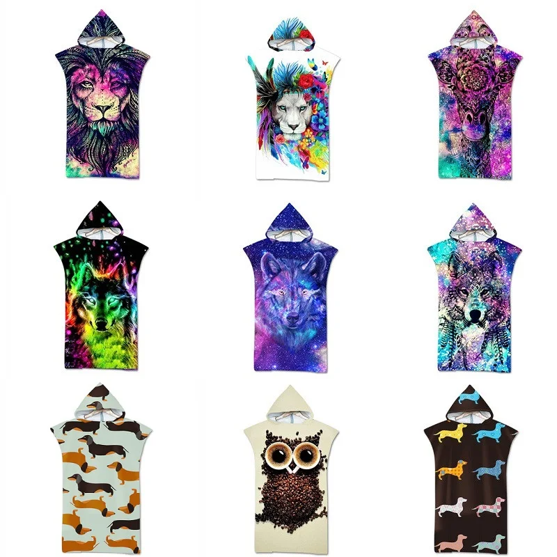 Женский Халат с капюшоном из микрофибры|Пляжная одежда| |