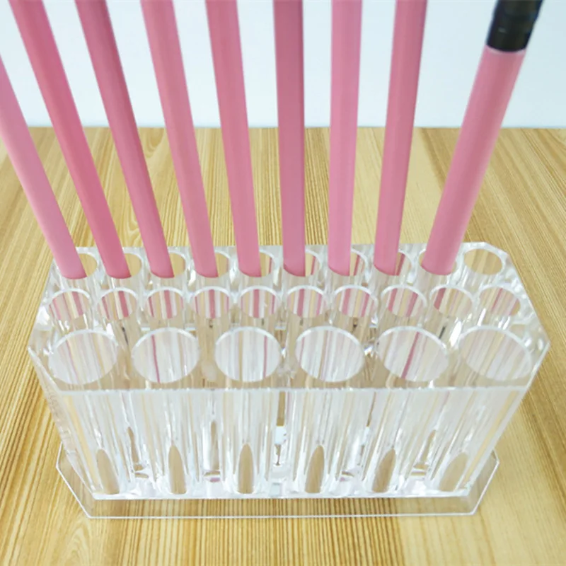 Прозрачная акриловая полка для кистей макияжа 26 отверстий коробка хранения