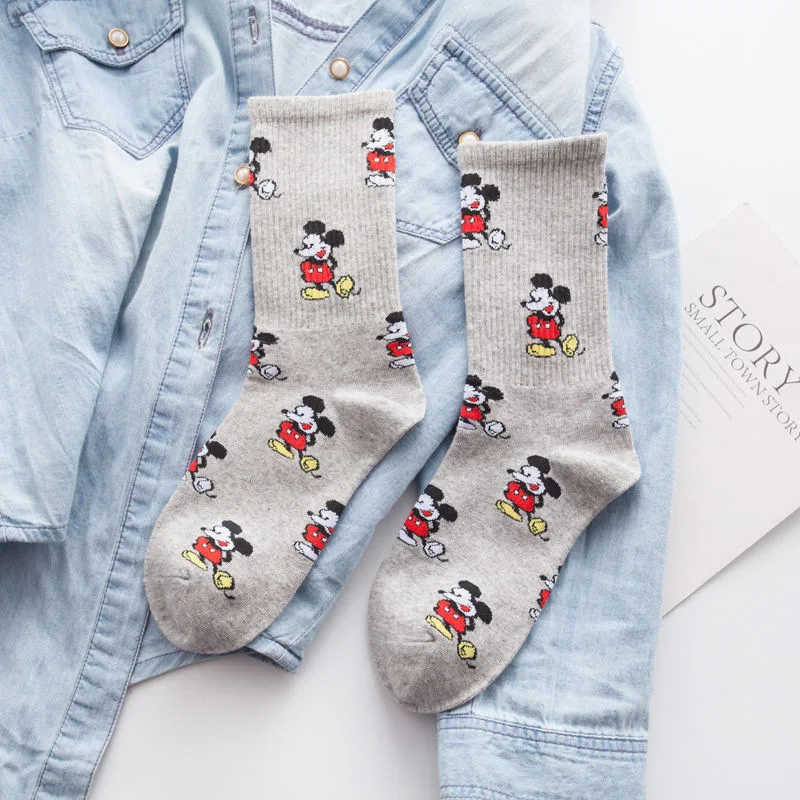 Осень зима 2020 новые хлопковые носки с мультяшным рисунком Микки Мауса из