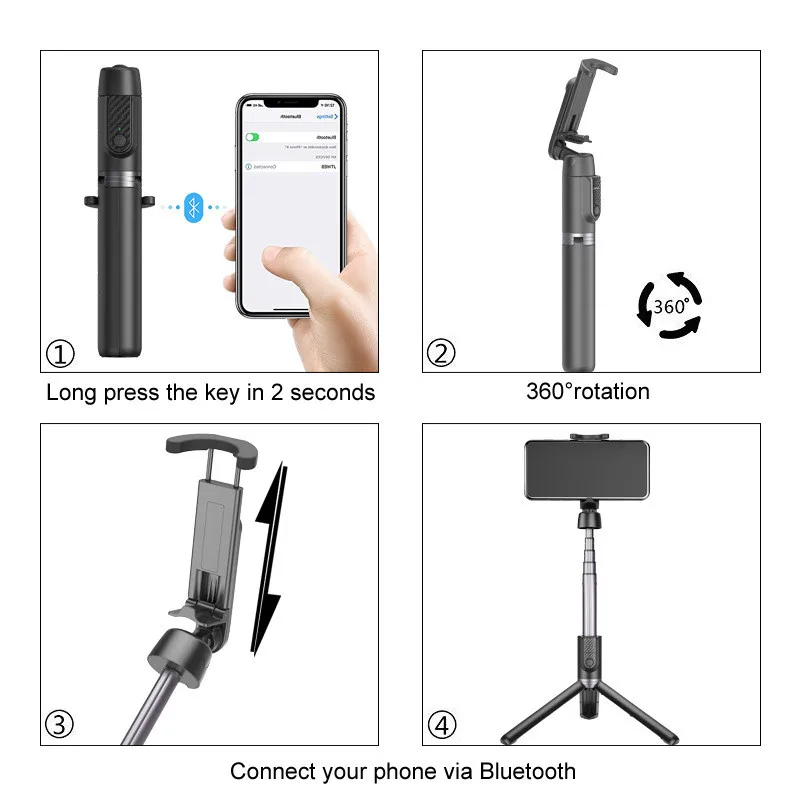

Bluetooth Selfie Stick Tripod Mini Extendable 3 in 1 Aluminum Selfie Stick with Wireless Remote and Tripod Stand for iPhone