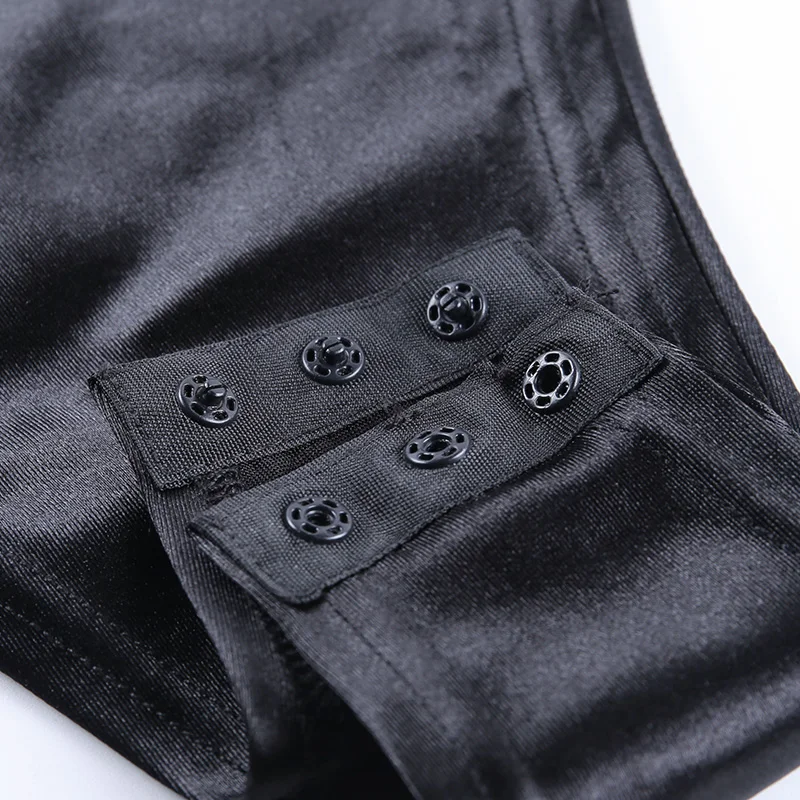 Женский облегающий боди с длинным рукавом InsGoth черный топ высоким воротом