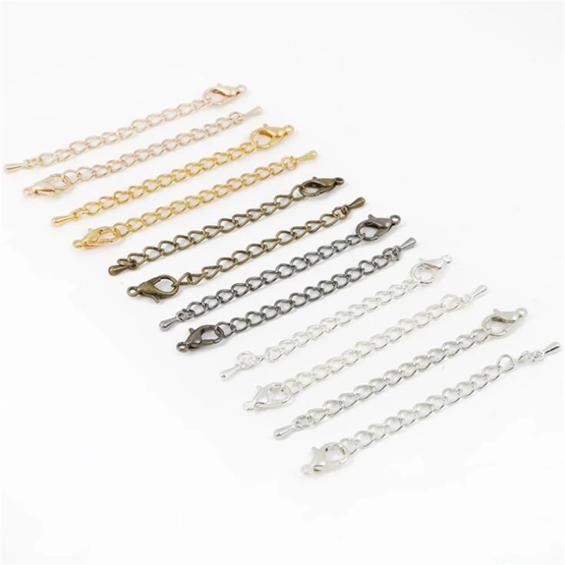

20pcs/lot 50 70mm Tone Extended Extension Tail Chain Lobster Clasps Connector For DIY Jewelry Making Findings Bracelet Necklace