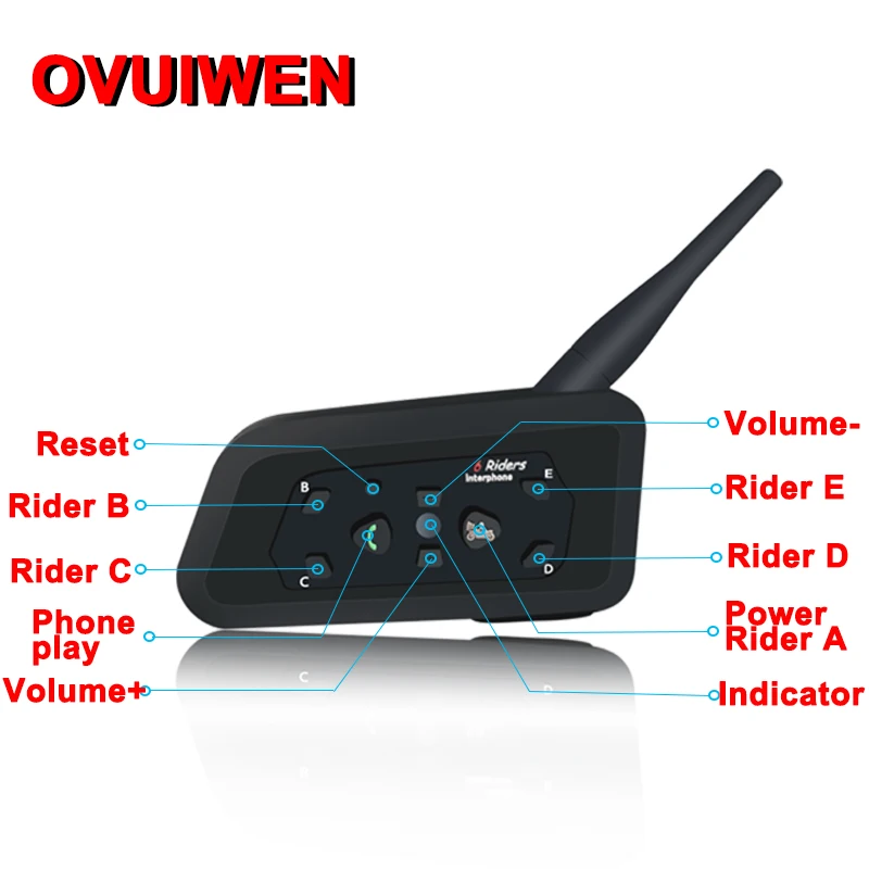 2 шт. мотоциклетный Bluetooth шлем гарнитуры интерком для 6 всадников BT беспроводной