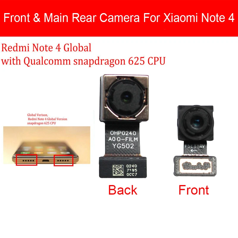 Модуль задней и камеры для Xiaomi Redmi Hongmi Red Rice Note 3 4 4X Pro малая большая Основная камера