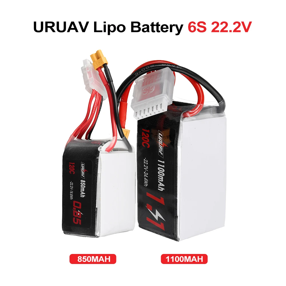 

URUAV 1S 2S 3S 4S 5S 6S 7.4V 11.1V 14.8V 18.5V 22.2V 1100 1250 2800 2200 3500 5500mAh LiPo Battery for RC Drone TX30 TX60 T Plug