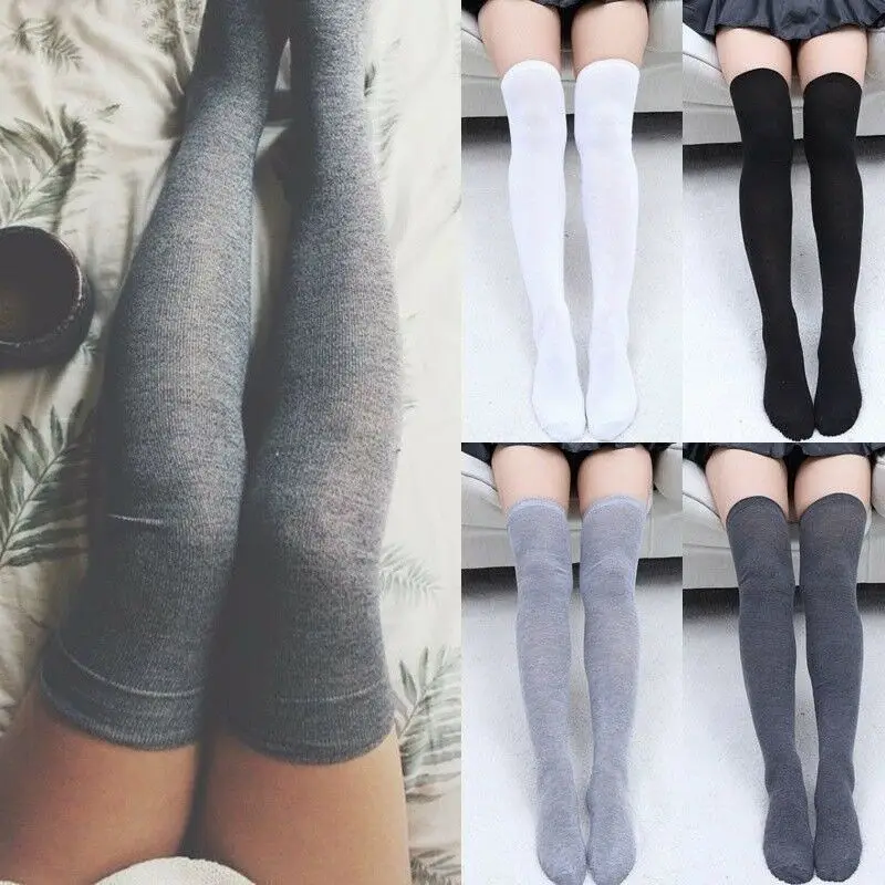 Korean Harajuku striped long tube over the knee socks College style performance dance ladies cotton socks socks