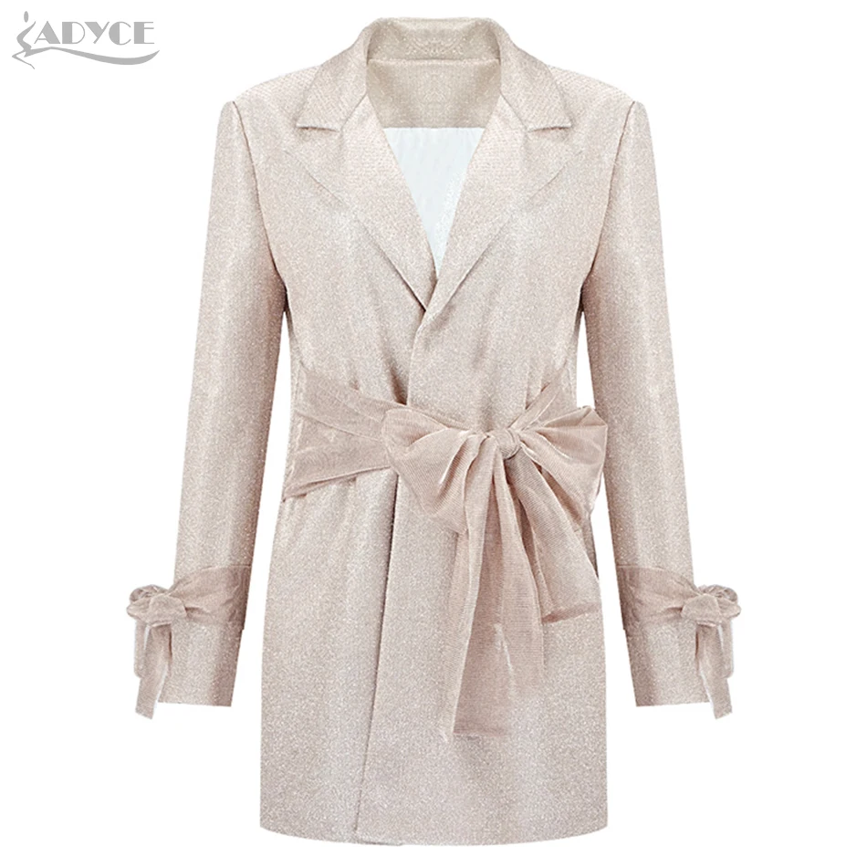 

Adyce 2021 New Winter Women V Neck Long Sleeve Bow Basic Trench Coat Sexy Sequins Fashion Runway Party Club Out Wear Jacket Coat