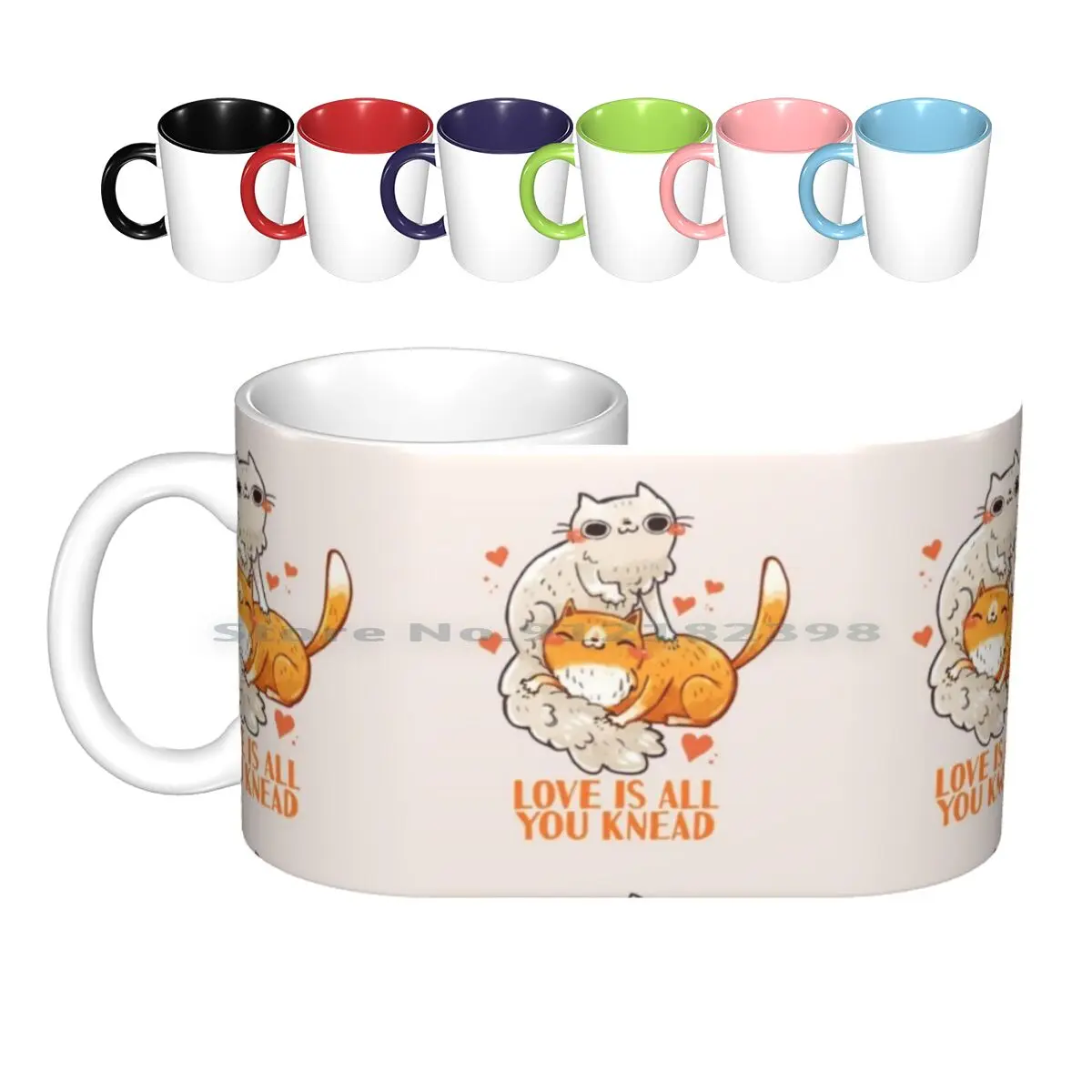 

Cute Cats-Love Is All You Knead Ceramic Mugs Coffee Cups Milk Tea Mug Cats Cute Kawaii Animals Kittens Cat Lady Cup Creative