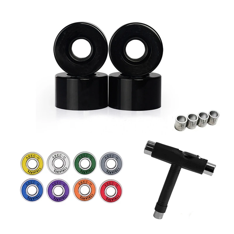 

STRIKATE 4PCS City Run Freestyle Skateboard Wheels 56mm with 8Pcs ABEC 11 Pro Speed Skateboarding Bearing T Tools