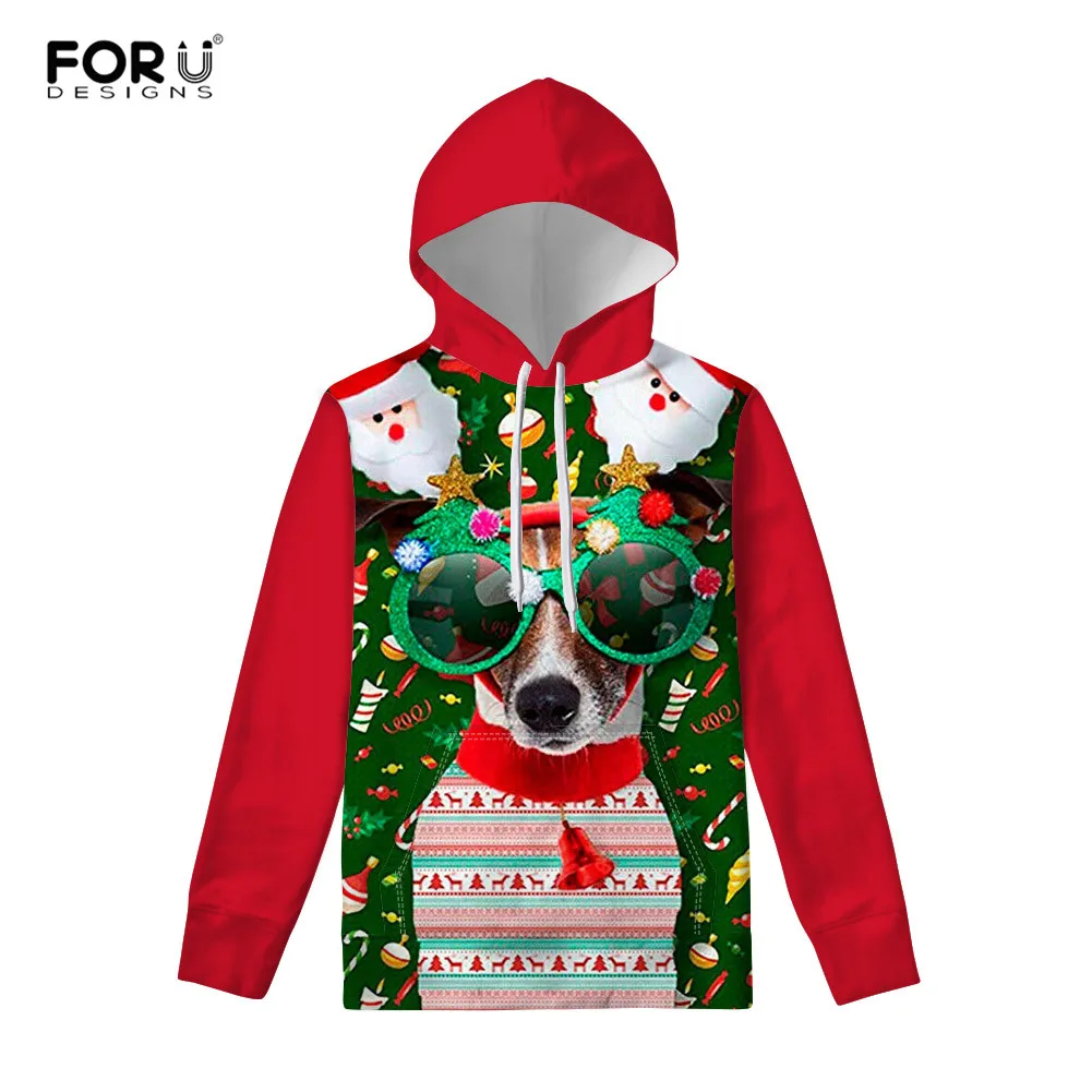 FORUDESIGNS Уродливые Рождественские худи с принтом животных женские свитшоты