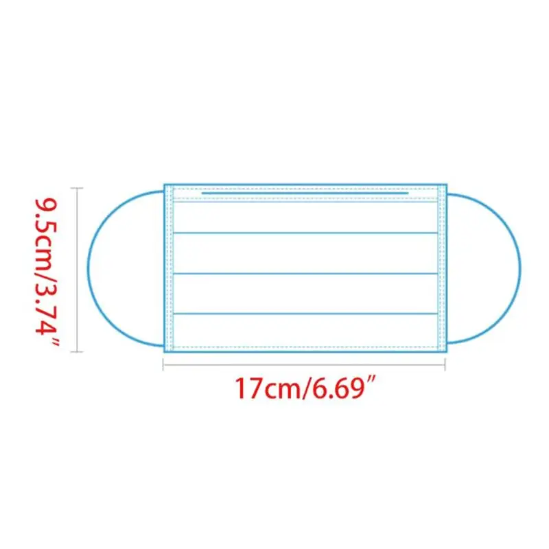 

100Pcs/Set Adults 3-ply Disposable Face Mouth Mask Melt-Blown Non-Woven Earloop