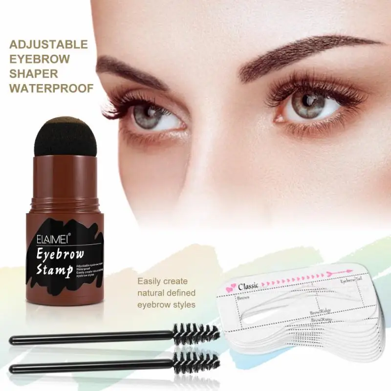 

Brow Stamp Shaping Kit One Step Eyebrow Shaping Makeup Set Waterproof Long Lasting Brow Powder Stamp Eyebrow Pen Brushes