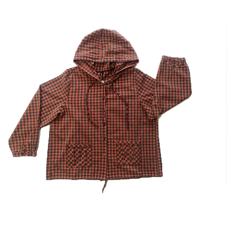 

Loose plus size street casual jacket hooded women 2020 autumn new Korean plaid waist cardigan women's long sleeve jacket