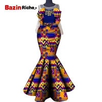 african clothes for women party white chiffon long sleeve print mermaid dress wedding o necklace dashiki clothes wy5846