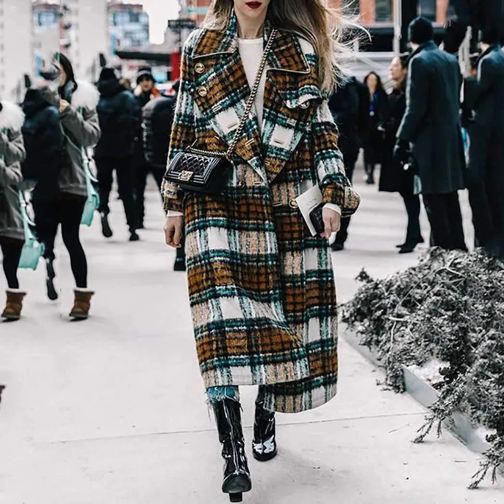 Женское модное клетчатое шерстяное офисное элегантное разноцветное