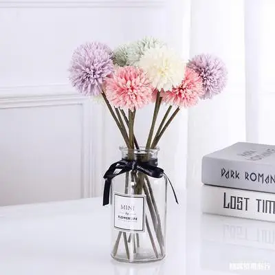 

Cheap Simulation Flower Single Head Dandelion Ball Chrysanthemum Decoration Wedding Hotel Indoor and Outdoor Party Green Plants