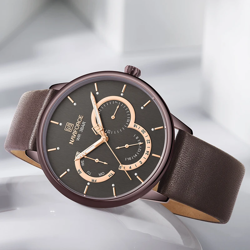 NAVIFORCE Watch Leather Quartz Men Watches Waterpoof Calendar Men’s Wristwatch Top Luxury Brand Relogio Masculino for | Наручные часы