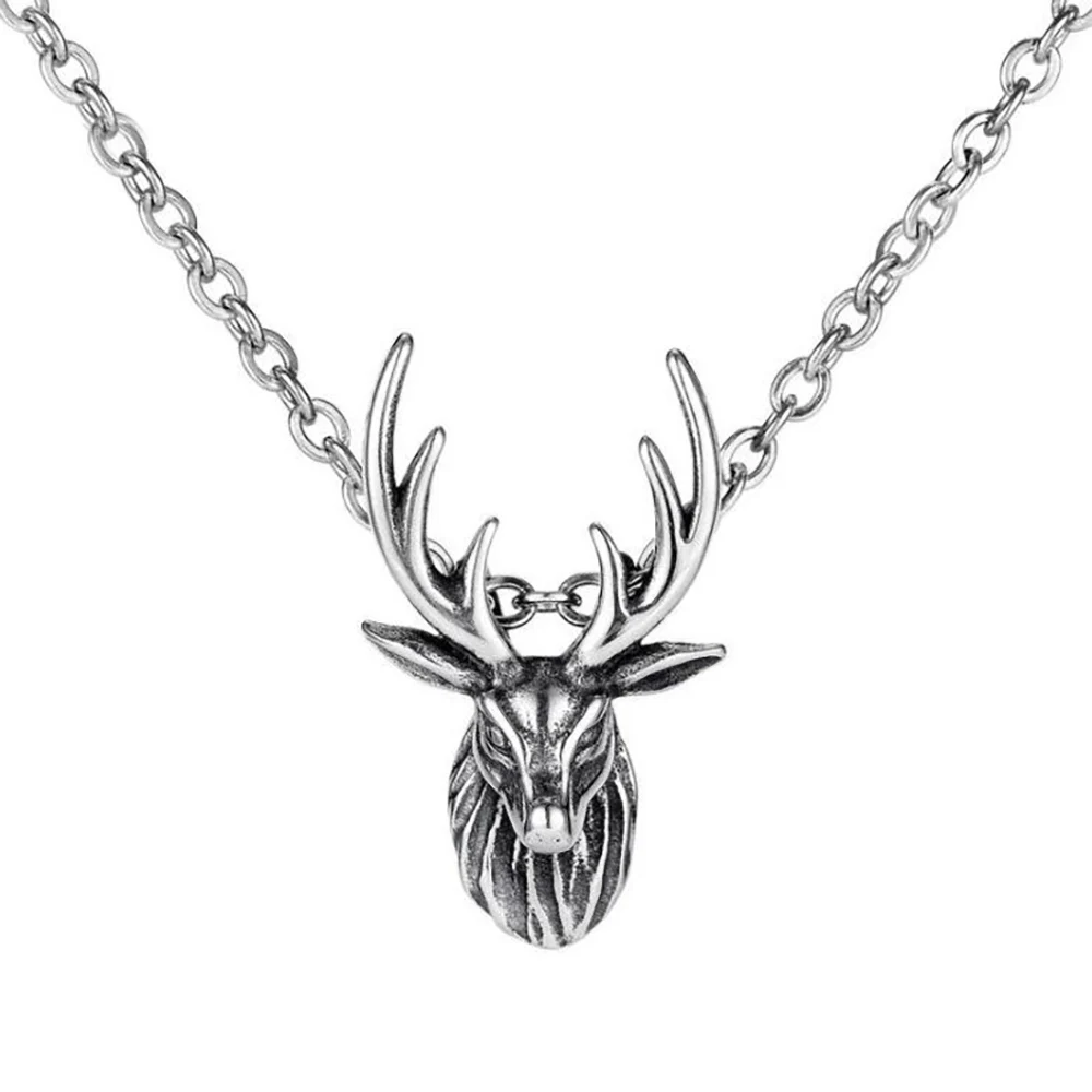 

Stainless Steel Hip Hop Animal Deer Head Pendant Necklace Jewelry Gift For Him with Chain