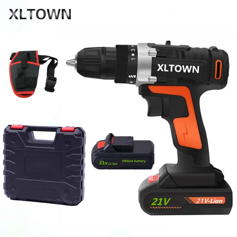 XLTOWN 21 В аккумуляторная дрель с 2 батареями многофункциональная перезаряжаемая