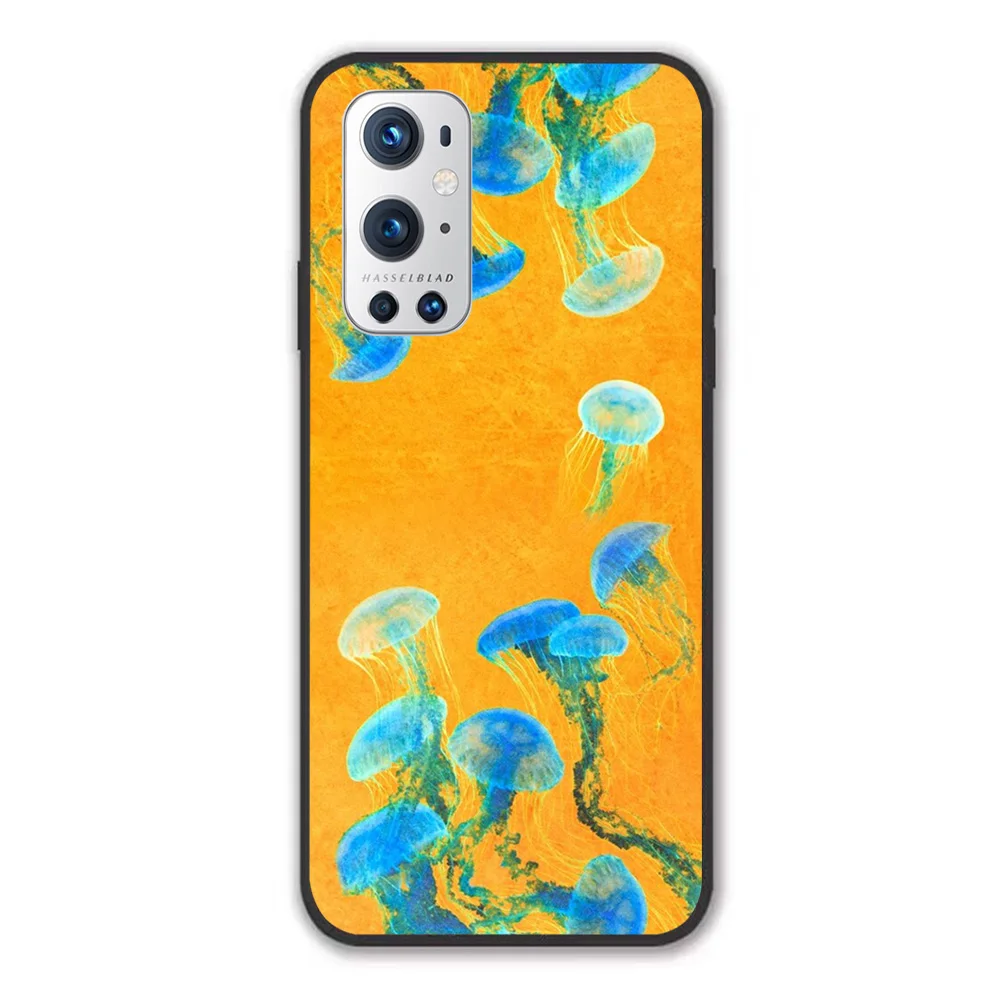 

For OnePlus Crazy Yellow Burning Jellyfish Soft TPU Border OnePlus 7 7T 7Pro 8 8T 8Pro 9 9Pro Case