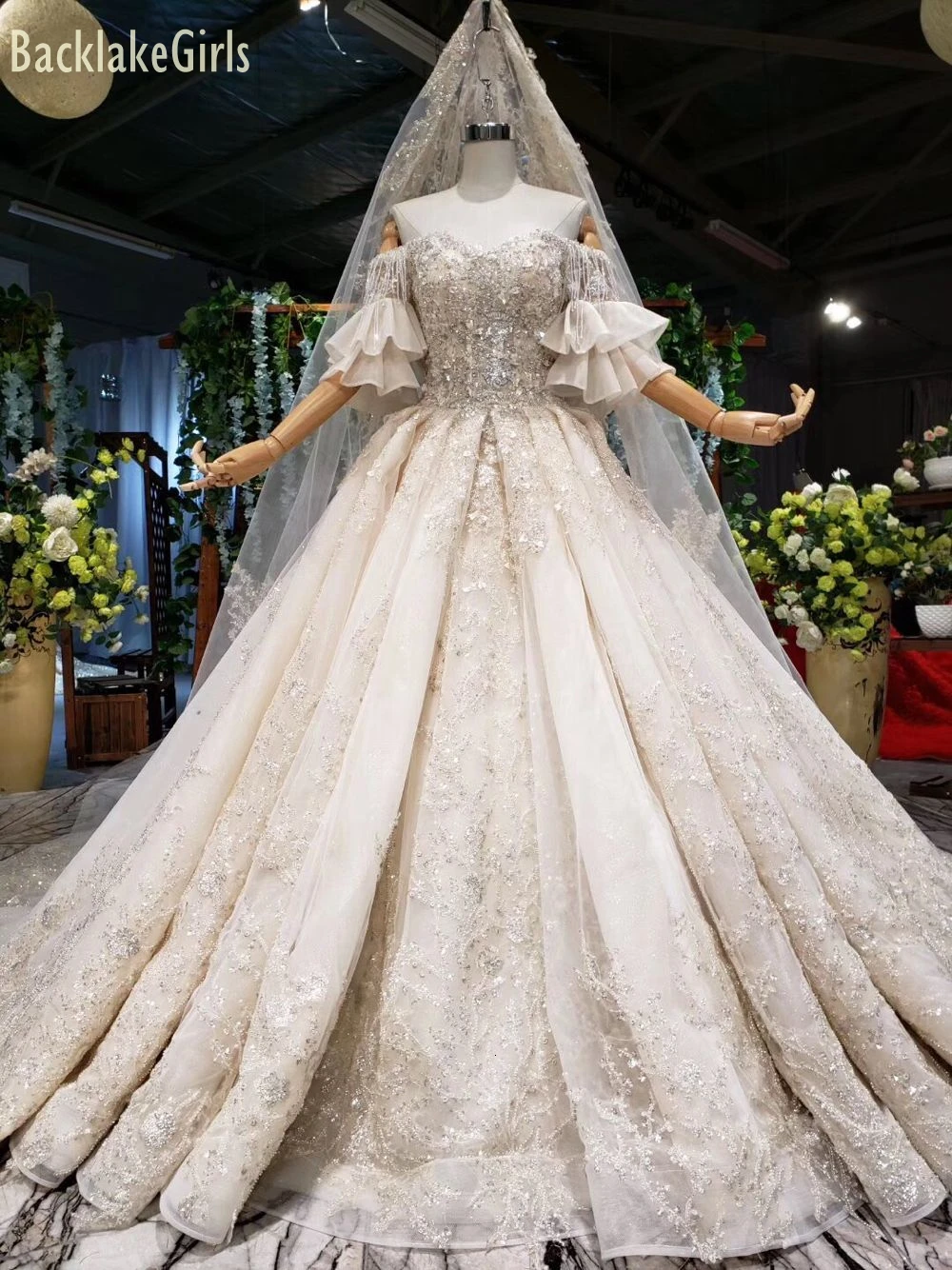 BGW милое платье с открытыми плечами сексуальное свадебное длинной вуалью