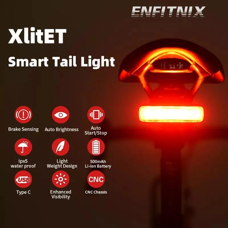 Enfitnix XlitET Auto Start Stop Тормозной фонарик для велосипеда Задний фонарь Светодиодный